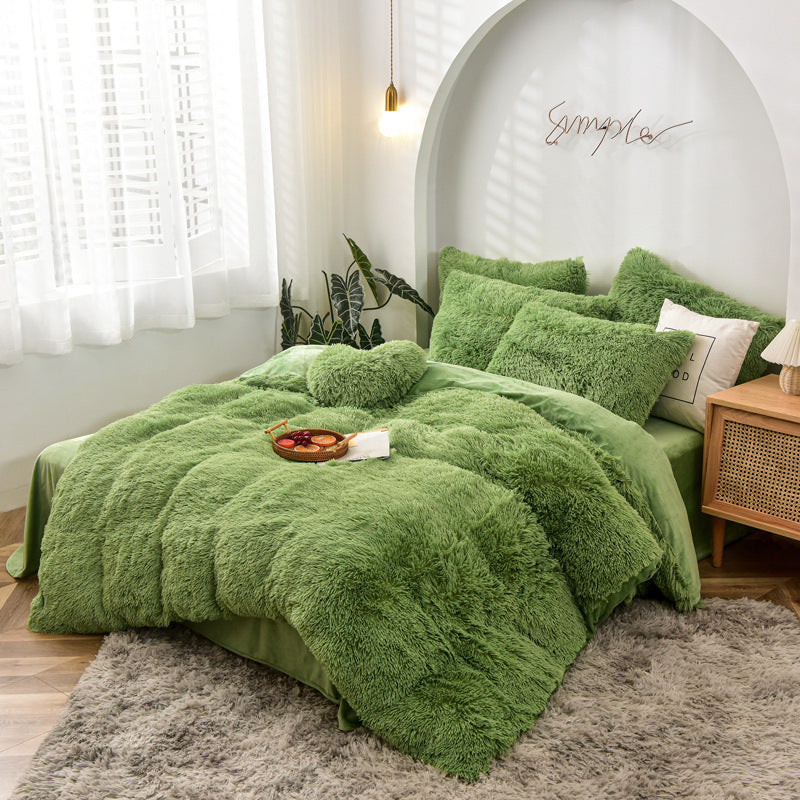 Luxury Velvet Duvet Cover Set-Soft, Plush Bedding for Ultimate Comfort Forest Green