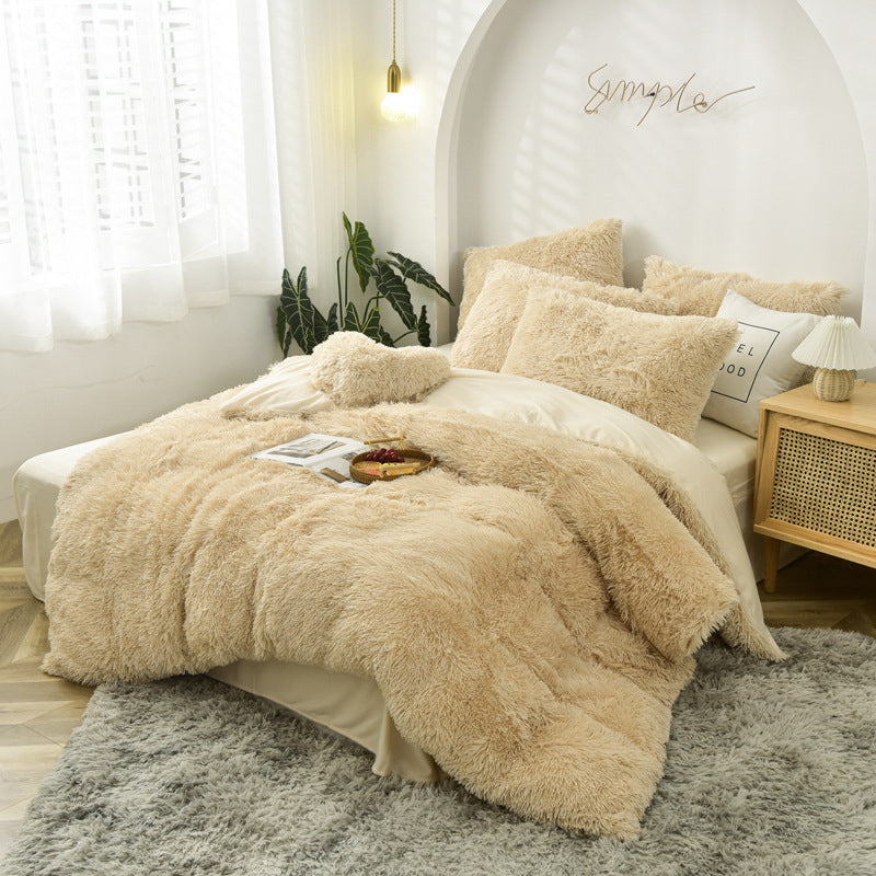 Luxury Velvet Duvet Cover Set-Soft, Plush Bedding for Ultimate Comfort Khaki