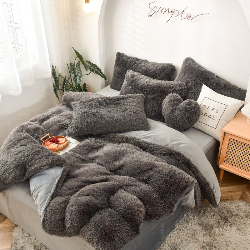 Luxury Velvet Duvet Cover Set-Soft, Plush Bedding for Ultimate Comfort Dark Grey