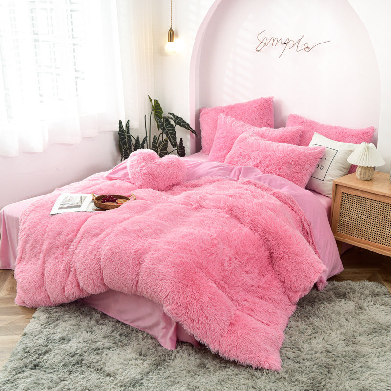 Luxury Velvet Duvet Cover Set-Soft, Plush Bedding for Ultimate Comfort Pink
