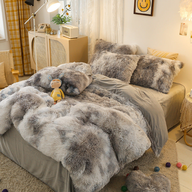 Luxury Velvet Duvet Cover Set-Soft, Plush Bedding for Ultimate Comfort Spotted Grey