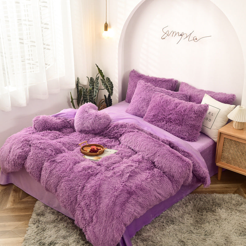 Luxury Velvet Duvet Cover Set-Soft, Plush Bedding for Ultimate Comfort Purple