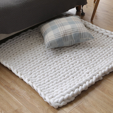 Knit Wool Gravity Blanket for Deep Sleep & Relaxation- White