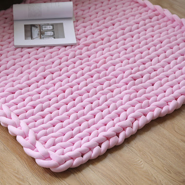 Knit Wool Gravity Blanket for Deep Sleep & Relaxation-Pink