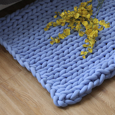 Knit Wool Gravity Blanket for Deep Sleep & Relaxation- Blue