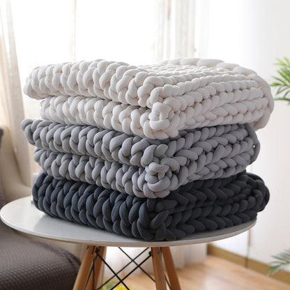 Knit Wool Gravity Blanket for Deep Sleep & Relaxation-Folded